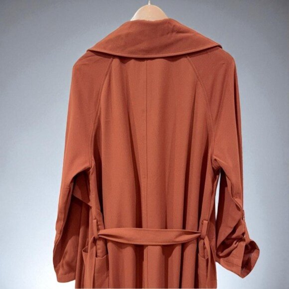 NWT J.ING Jing Brick Red Lightweight Wrap Coat with Tie - Picture 7 of 7